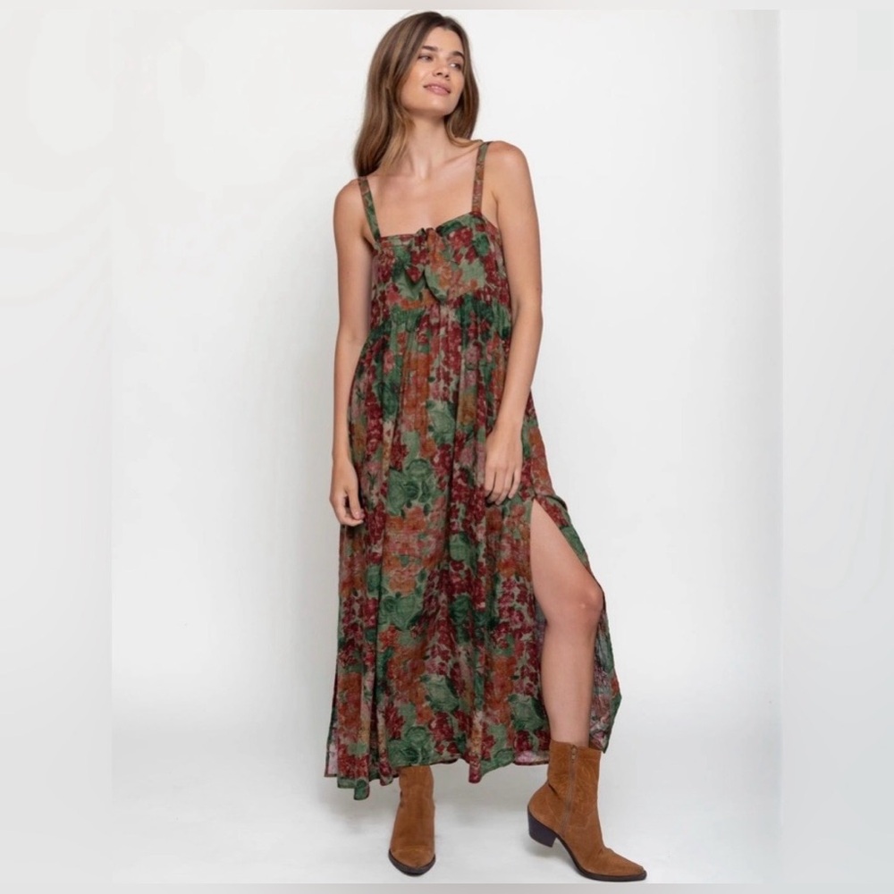 NATURAL LIFE Patti Floral Tie-Front Maxi Dress